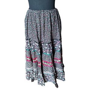 Carefree Fashion Floral & Teapot Print Skirt – Vintage Whimsical Style